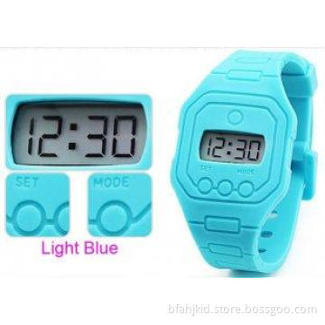 Silicone EL light Blue Ultra Thin Digital Watch Adverting P